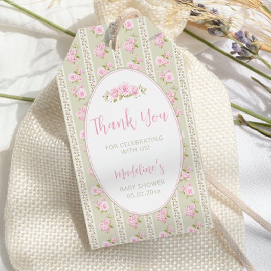 Vintage Floral Sage Green Cadeaulabel