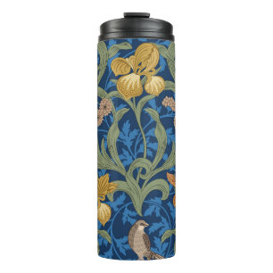 Vintage floral seamless pattern with oranje iris a thermosbeker