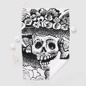 Vintage Floral Skull Halloween Golfhanddoek (Insitu)