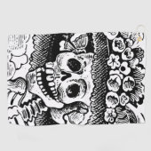 Vintage Floral Skull Halloween Golfhanddoek (Horizontaal)