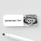 Vintage Floral Skull Halloween Naamplaatje (In situ)