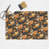 Vintage Floral Skull Halloween Tissuepapier