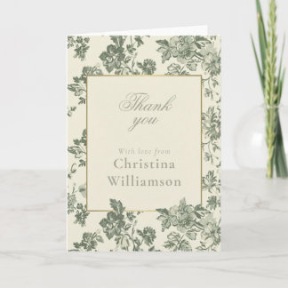 Vintage Floral Thank You Elegant Botanical custom Kaart