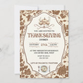 Vintage Floral Thanksgiving Kaart (Voorkant)