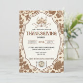 Vintage Floral Thanksgiving Kaart (Staand voorkant)