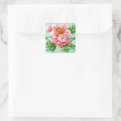 Vintage Floral Tile Vierkante Sticker (Tas)