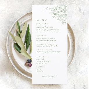 Vintage Floral Toile Vert Mariage Menu