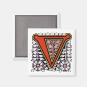 Vintage Floral 'V' - Magnet (Recto/Verso)