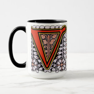 Vintage Floral 'V' - Mug