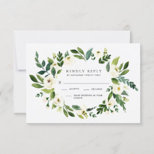 Vintage Floral Vert Jardin Mariage RSVP Cartes