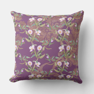 Vintage Floral Violet/ Coussin à points Polka