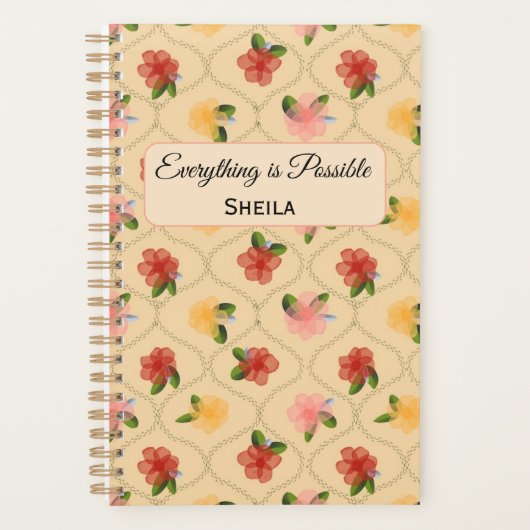 Vintage floral watercolour diamond Notebook (Devant)