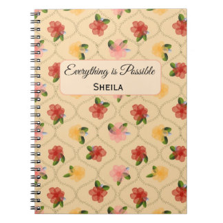 Vintage floral watercolour diamond Notebook Notitieboek