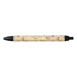 Vintage floral watercolour diamond pen