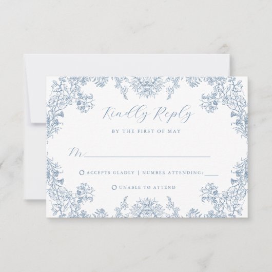 Vintage Floral Wedding RSVP Kaart (Voorkant)