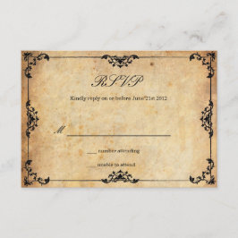 Vintage Floral Wedding RSVP Kaart