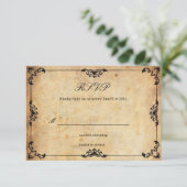 Vintage Floral Wedding RSVP Kaart (Staand voorkant)