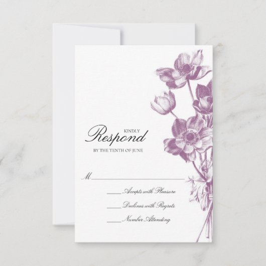 Vintage Floral Wedding RSVP / White (Voorkant)