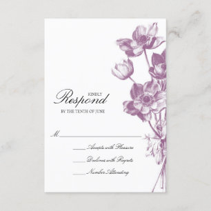 Vintage Floral Wedding RSVP / White Kaartje
