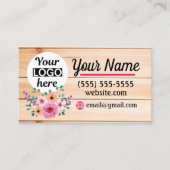 Vintage Floral Wood background visitekaartje (Voorkant)