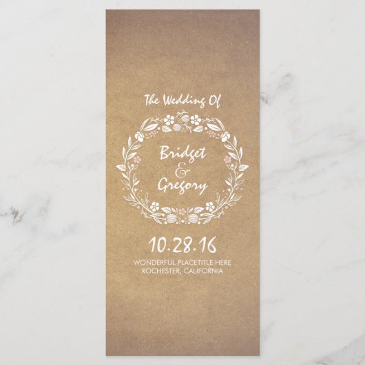 Vintage Floral Wreath Élégant programmes de mariag (Devant)