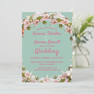 Vintage Floral Wreath Wedding Kaart