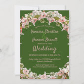 Vintage Floral Wreath Wedding Kaart (Voorkant)