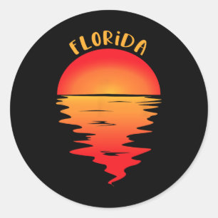 Vintage Florida Beach Zonsondergang T-shirt - Retr Ronde Sticker