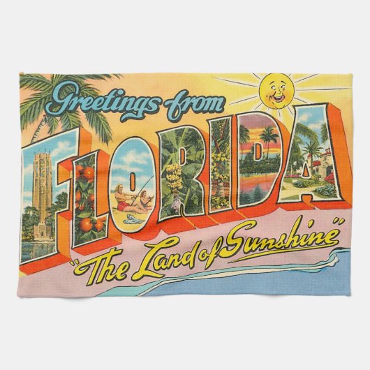 Vintage Florida Greetings Theedoek (Horizontaal)