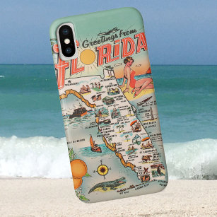 Vintage Florida-kaartgroeten uit Florida iPhone X Hoesje