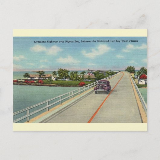 Vintage Florida Keys Highway Briefkaart (Voorkant)
