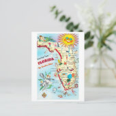 Vintage Florida Map Briefkaart (Staand voorkant)