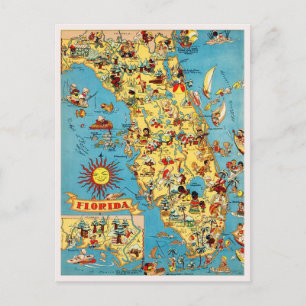 Vintage Florida Map Briefkaart