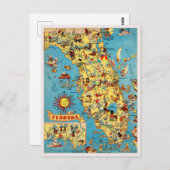 Vintage Florida Map Briefkaart (Voorkant / Achterkant)