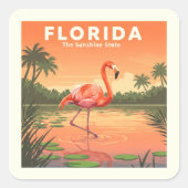 Vintage Florida Vierkante Sticker (Voorkant)