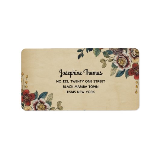 Vintage Flower Address Etiket (Voorkant)
