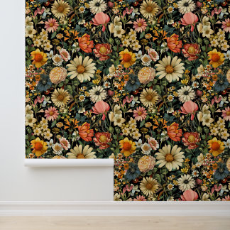 Vintage Flower Blooms Seamless Pattern Behang