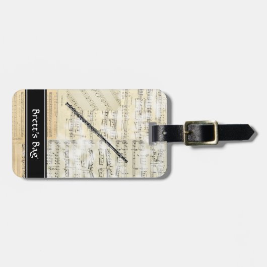 Vintage Flute Music Bagagelabel (Voorkant horizontaal)