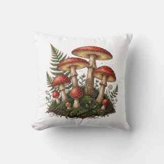Vintage Fly Agaric Mushroom Illustration Kussen