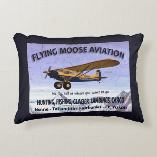 Vintage Flying Moose Aviation reclamebord Accent Kussen