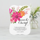 Vintage Folklore Floral Banner Ribbon Wedding Kaart (Staand voorkant)