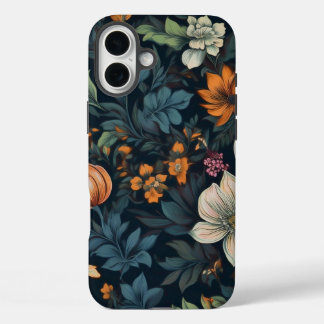 Vintage foncé Floral Tough iPhone 16 Plus Coque