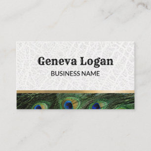 Vintage Font Leather Goud Metaal Pauw Visitekaartje
