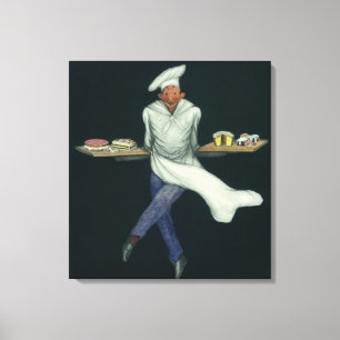 Vintage Food Business, Baker met banketbakkersdess Canvas Afdruk