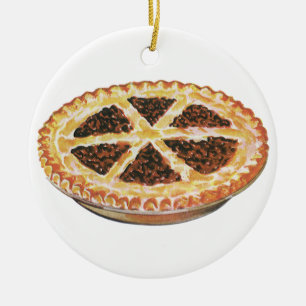Vintage Foods Dessert, Versgebakken Pecannentaart Keramisch Ornament