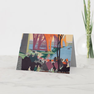 Vintage Forth Bridge Scotland Folded Wenskaart Kaart