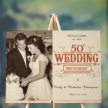 Vintage foto 50ste huwelijksverjaardag welkom