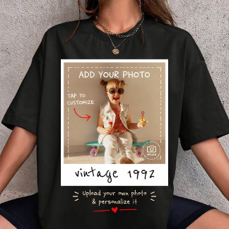 Vintage Foto Nostalgische Verjaardag Aangepast Jaa T-shirt