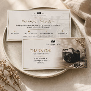 Vintage Fotografie Branding Elegante Studio Bedankkaart