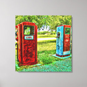 Vintage fotografiescanvas gaspomp canvas afdruk